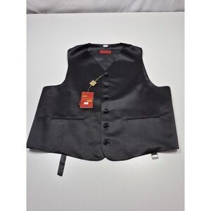 Mantoni Suit Vest Mens 48 Black Satin Tuxedo Belted Back 3 Piece Formal NWT